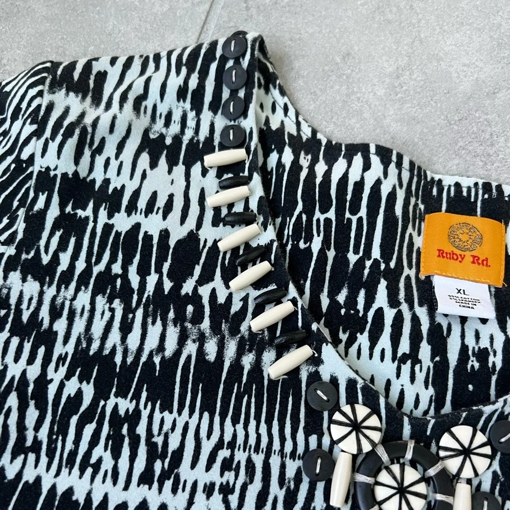 Ruby Rd. Women XL 3/4 Sleeve Black and White - Picture 9 of 10